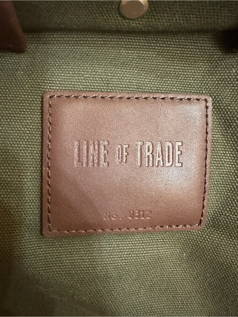 Line of Trade Olive Canvas Duffel Bag with Brown Leather Trim NWOT
